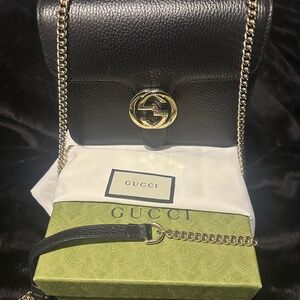 Gucci leather new icon chain interlocking crossbody